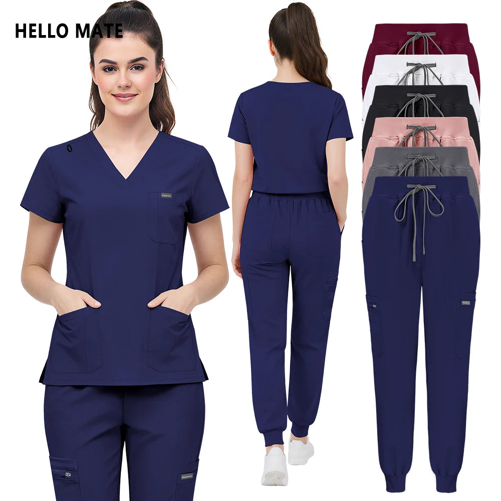 Unisex V‑Neck Medical Scrub Set — Top & Pant, Clinical Workwear