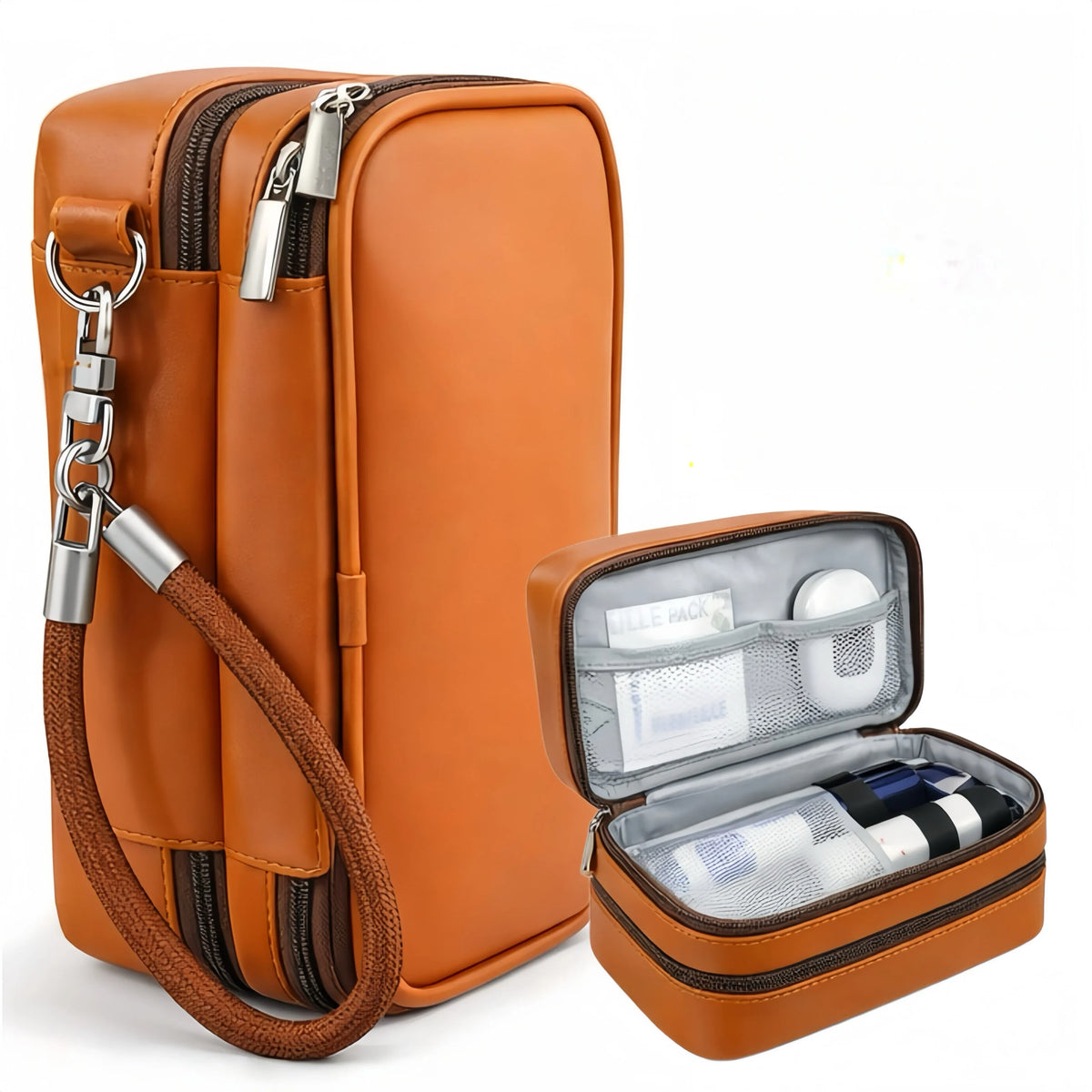 Double-Layer Insulin Travel Case — Wrist-Strap Diabetic Organizer