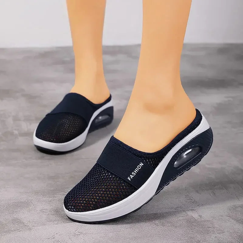 Women’s Mesh Slip‑On Walking Shoes — Flat Wedge, EVA Insole