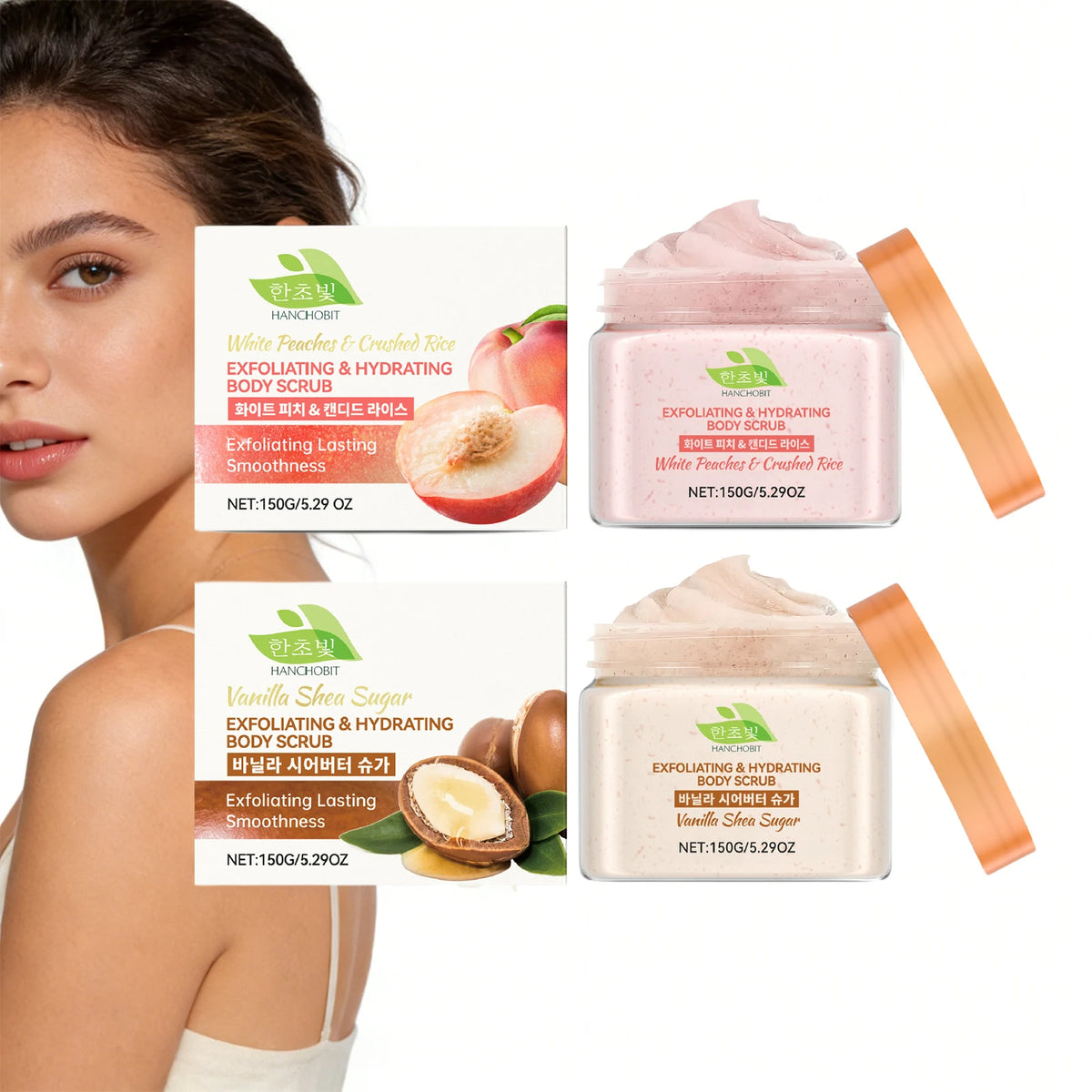 White Peach & Vanilla Shea Exfoliating Body Scrub, Nourishing