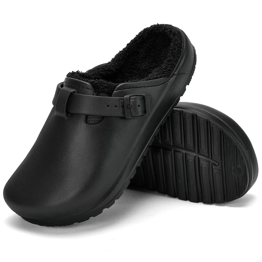 Women's Winter Slip-On Clogs — Plush-Lined Nurse Shoes