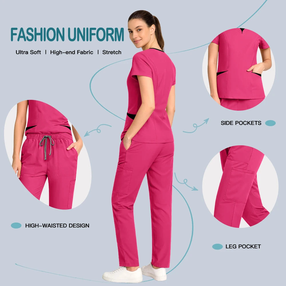 Summer Stretch Medical Scrub Set Breathable Workwear