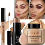 4-Piece Matte Waterproof Face Makeup Set — Concealer, Powder, Contour, Puff
