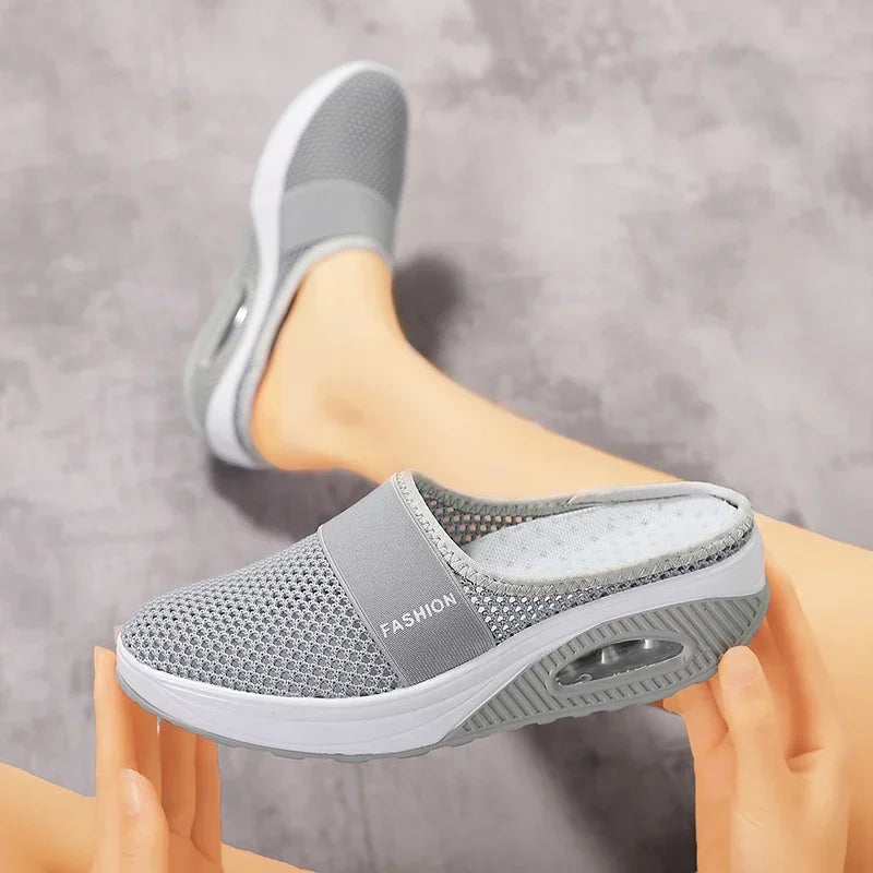 Women’s Mesh Slip‑On Walking Shoes — Flat Wedge, EVA Insole